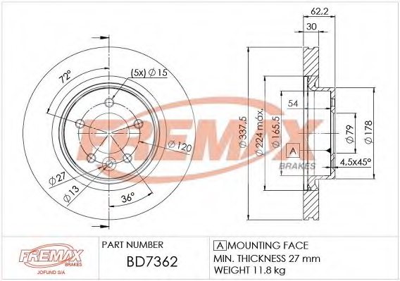 FREMAX BD-7362 Brake Disc